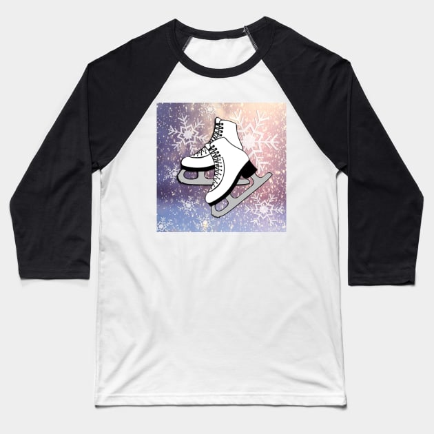 Snow & Ice Skates Winter Graphic Art Design Gift Baseball T-Shirt by tamdevo1